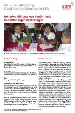 Cover der PDF-Datei &quot;Inklusive Bildung von Kindern mit Behinderungen in Nicaragua&quot;