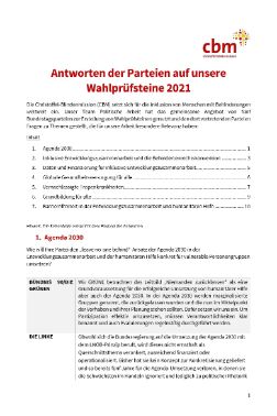 Text mit Überschrift: Antworten der Parteien auf unsere Wahlprüfsteine 2021