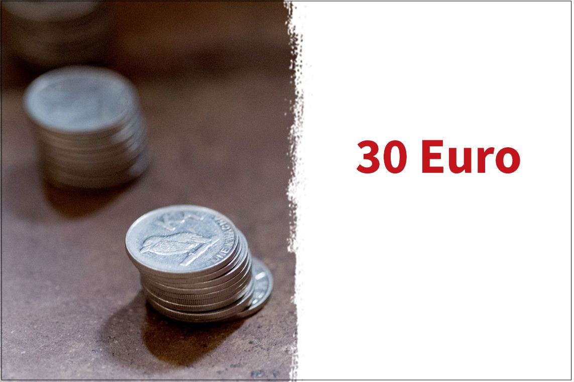 Münzen mit dem Text 30 Euro