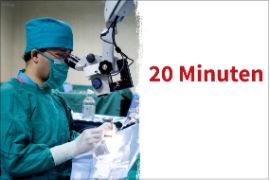 Chirurg bei einer Augen-OP mit dem Text 20 Minuten