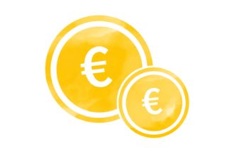 Zwei Euromünzen, Ihre Hilfe kommt an, auch vom DZI mit dem Spendensiegel bestätigt