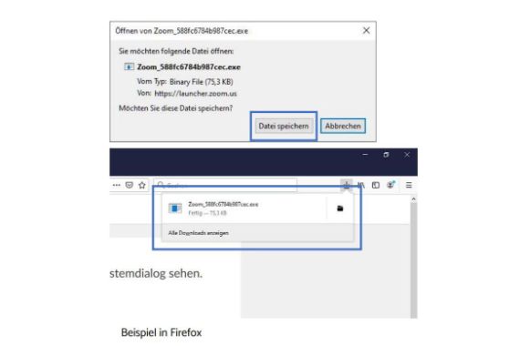 Screenshot eines Zoom-Pop-Up-Fensters