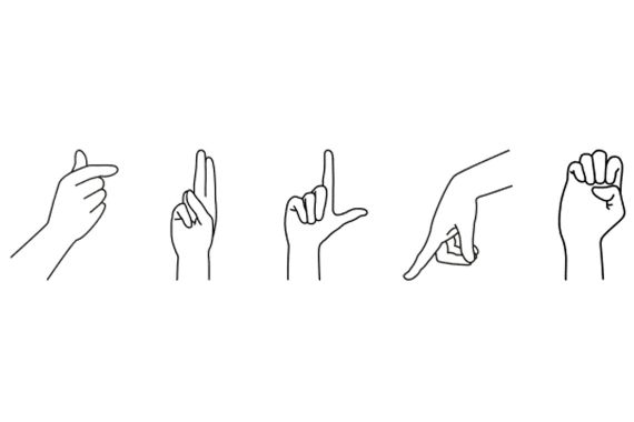 Das Wort Tulpe als Fingeralphabet